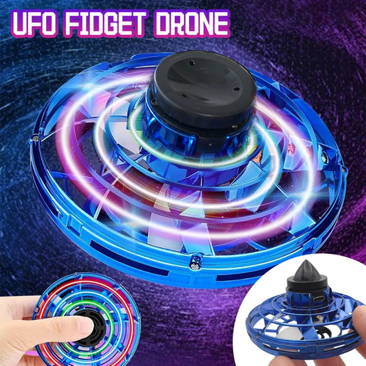 New LED Flying UFO Spinner Fingertip, Upgraded Flying Helicopter Gyro Flyorb Hover Ball, Mini Drone Aircraft Toy, Christmas Gift