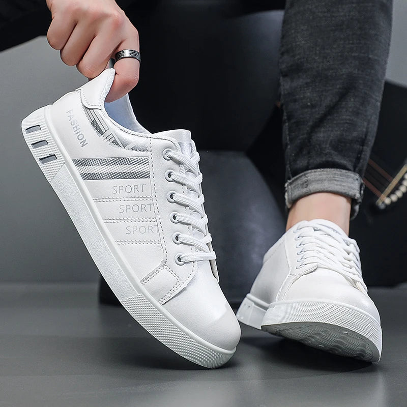 Zapatos de hombre primavera, zapatos clásicos nuevos, zapatos de hombre de moda, versátiles, de talla grande, zapatos blancos, zapatillas de suela gruesa, zapatillas casual