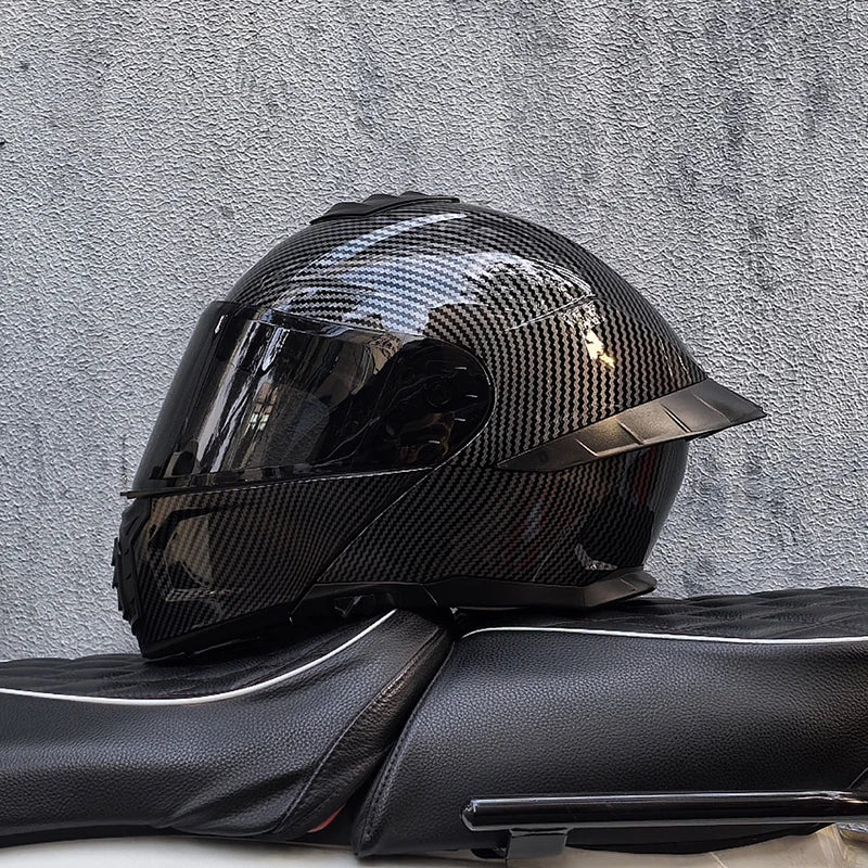 Casque de moto intégral ORZ-B08A, motif Mecha brillant, casque de course, casque de sécurité certifié DOT de Style italien avec Vi teinté
