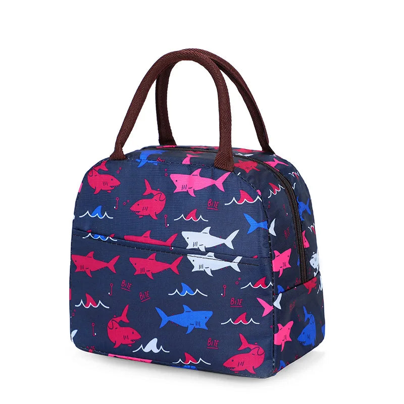 Sac à lunch en toile isotherme portable pour femmes et enfants, motif fonctionnel, glacière, nourriture thermique, sacs de pique-nique