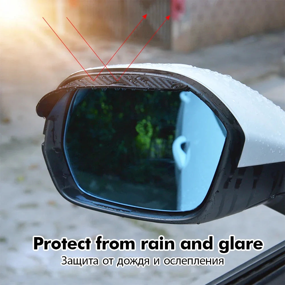 Pare-soleil en fibre de carbone pour rétroviseur de voiture, pare-soleil, protection, vision claire pour la pluie, accessoires de rétroviseur, 2 pièces