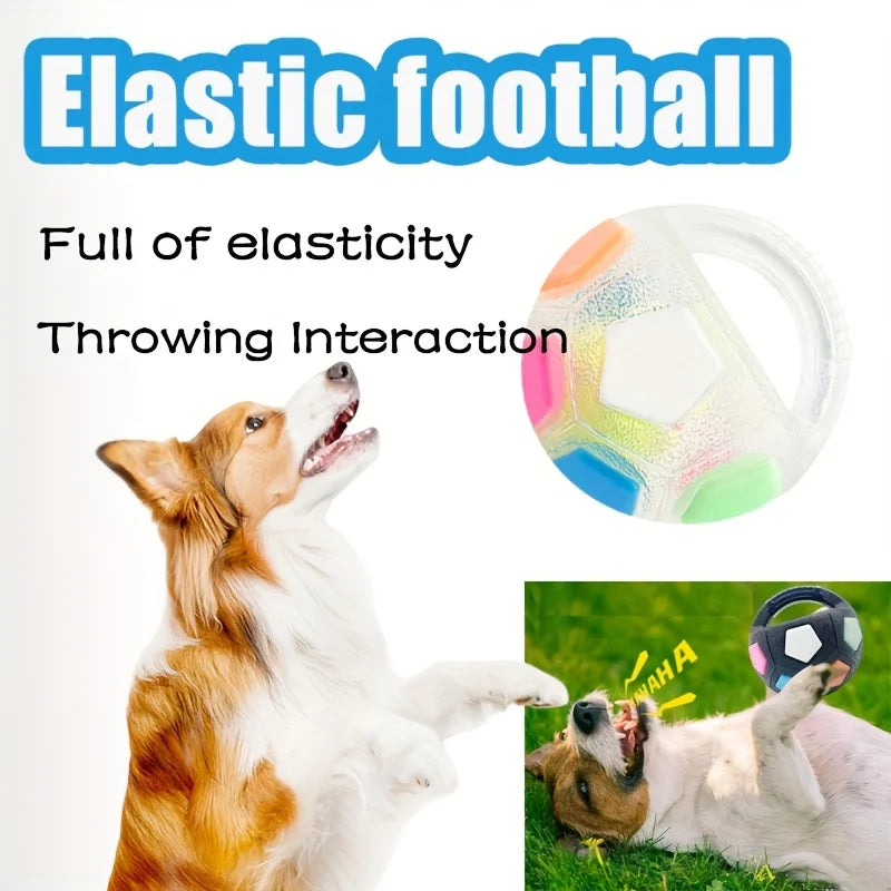Jouet Chien Ballon de Football Vocal TPR — Poignée de Lancer, Interactif & Durable