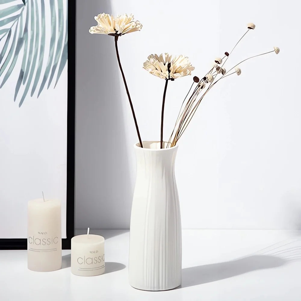 Vase nordique en plastique – Petit pot de fleurs décoratif pour salon, style moderne