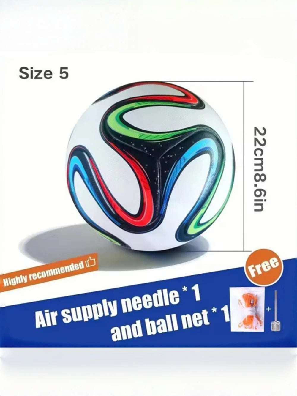 Ballon de Football PU Taille 5 Renforcé — Professionnel Entraînement & Match Équipe