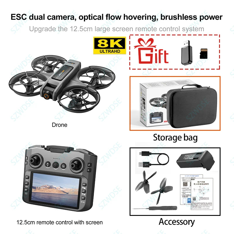 New S156 Quadcopter Drone, 8K Professional Camera Drone, 5G WiFi FPV, 4.5-inch Large Screen, RC Remote Control, Drone VS V66