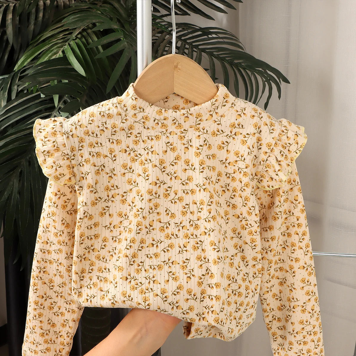 Kids Long Sleeve Undershirt, Cute Floral Polka Dot T-shirt, Soft Y-Shirt for Kids, Boys and Girls, 2-10T