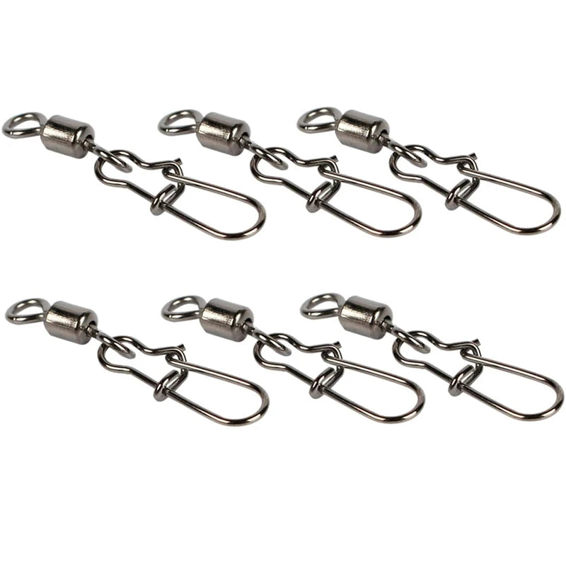 Boutons-pression pivotants de pêche 4 # -12 #   Kit de connecteurs Duo-Lock à roulement roulant en acier inoxydable, matériel pour leurre d'eau douce et d'eau salée, 50 à 200 pièces