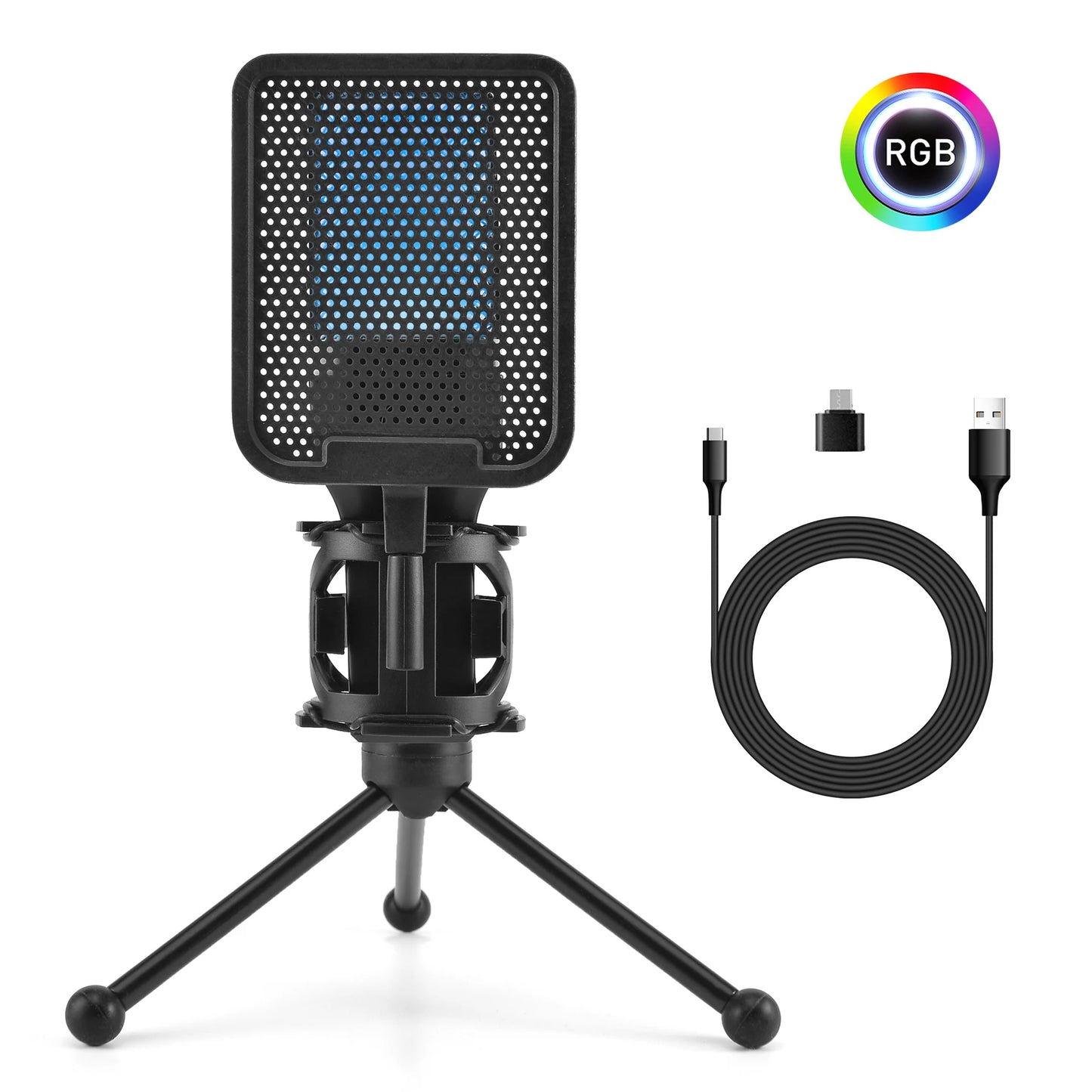 Microphone USB à condensateur pour gaming et podcast – Micro filaire pour PC, streaming et karaoké