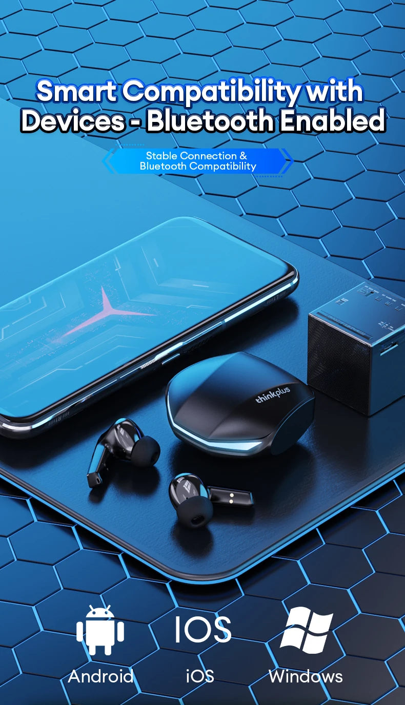 Auriculares inalámbricos Lenovo GM2 Pro Bluetooth 5.3 para juegos, baja latencia, modo dual, música, auriculares deportivos intrauditivos con micrófono