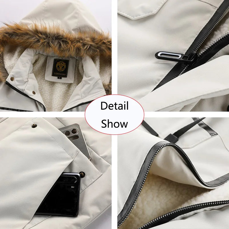 Nueva chaqueta de senderismo con capucha extraíble de forro polar cálido para hombre, chaqueta cortavientos informal para hombre, ropa de abrigo de moda para hombre