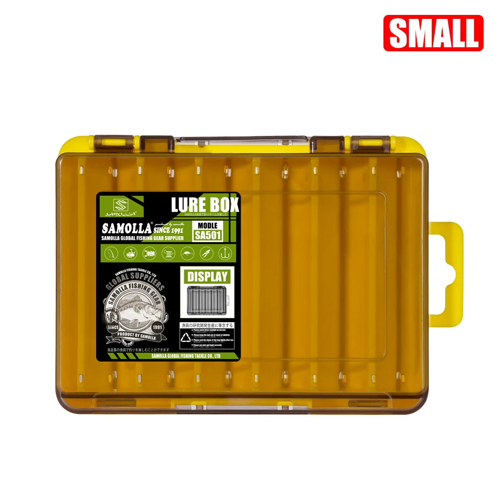 Caja de aparejos de pesca con 14 compartimentos, accesorios de pesca, estuche de almacenamiento para anzuelos de señuelo, cajas de almacenamiento de herramientas de pesca de doble cara