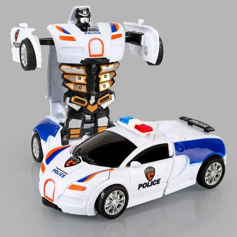 Coche de juguete de cambio de forma de impacto inercial para niños, robot Autobot de cambio de forma con un solo botón, rompecabezas de cambio de forma, colisión