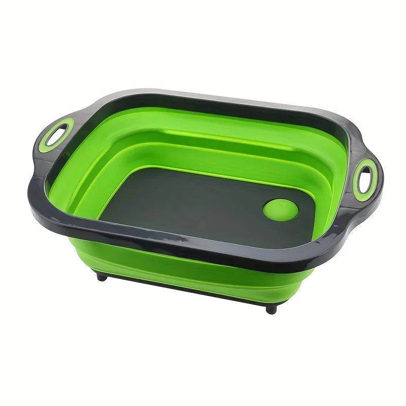 Bassin portable gain de place avec évier intégré et fonction de rangement - Parfait pour le camping en plein air, les voyages, la maison, bassin pliable