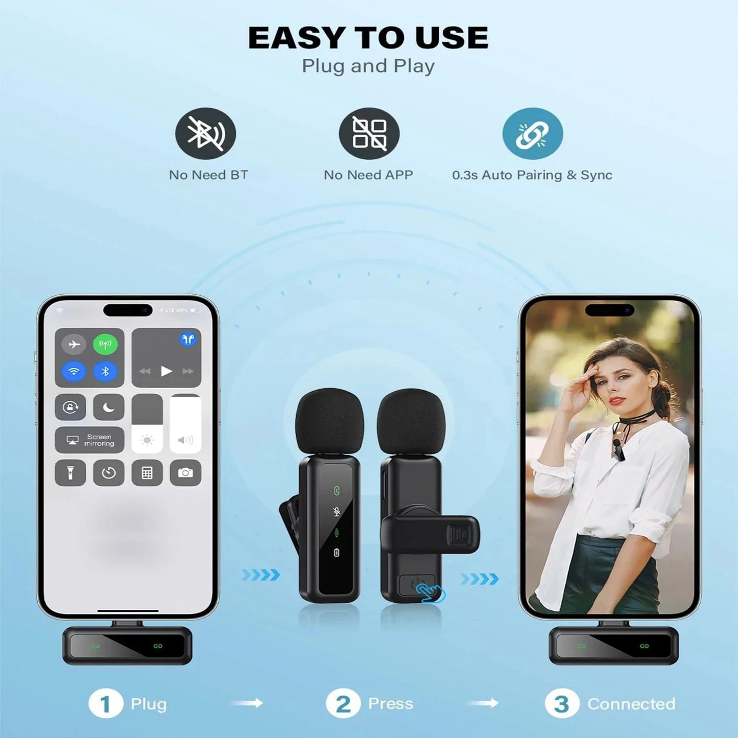Micro Lavalier Sans Fil Mini — Gaming, Streaming, Enregistrement Audio/Vidéo, Smartphone