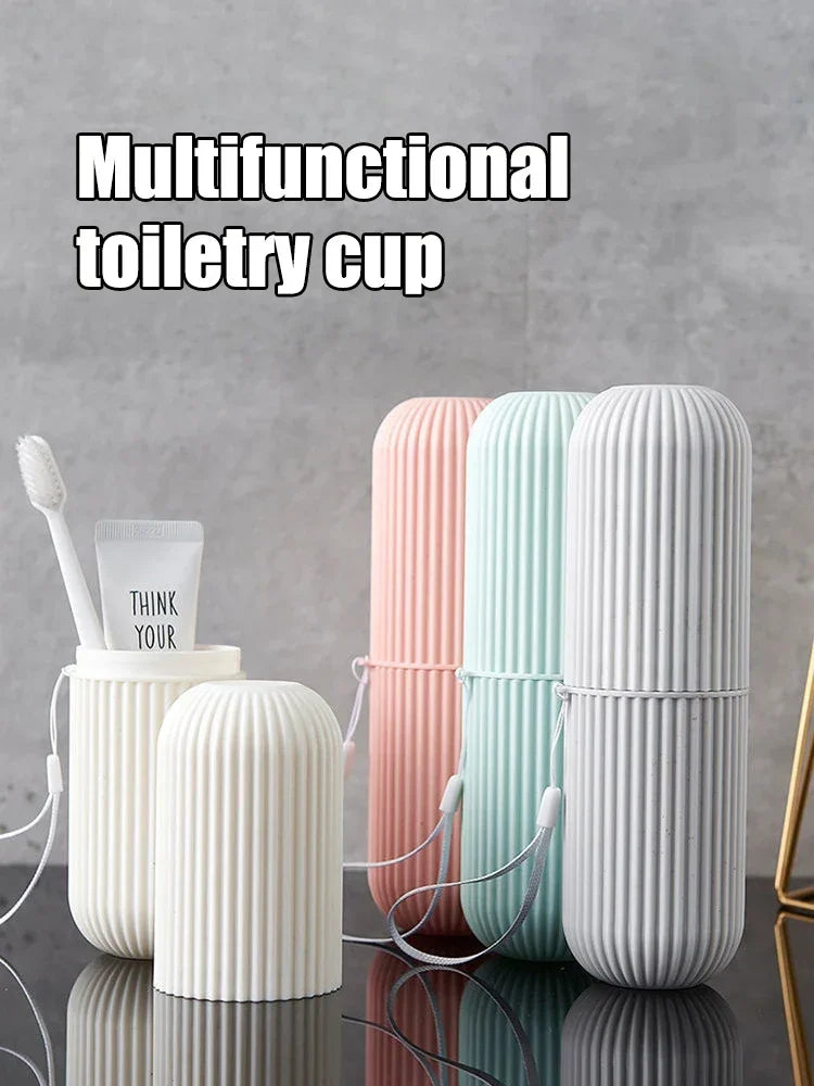 1Pc Portable Toothbrush Cup Bathroom Toothpaste Holder Storage Case Box Organizer Travel Toiletry Storage Cup New Creative