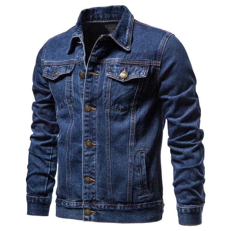 Veste Jean Homme Moto Vintage 2025 — Coupe Ajustée Coton Automne