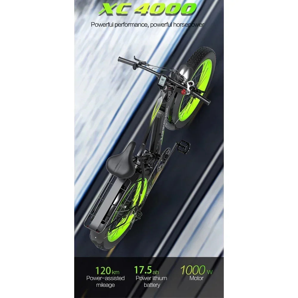 Vélo Électrique Ville 1000W Batterie 48V 17,5Ah — Frein Hydraulique Pneu 26x4,0 Pouces