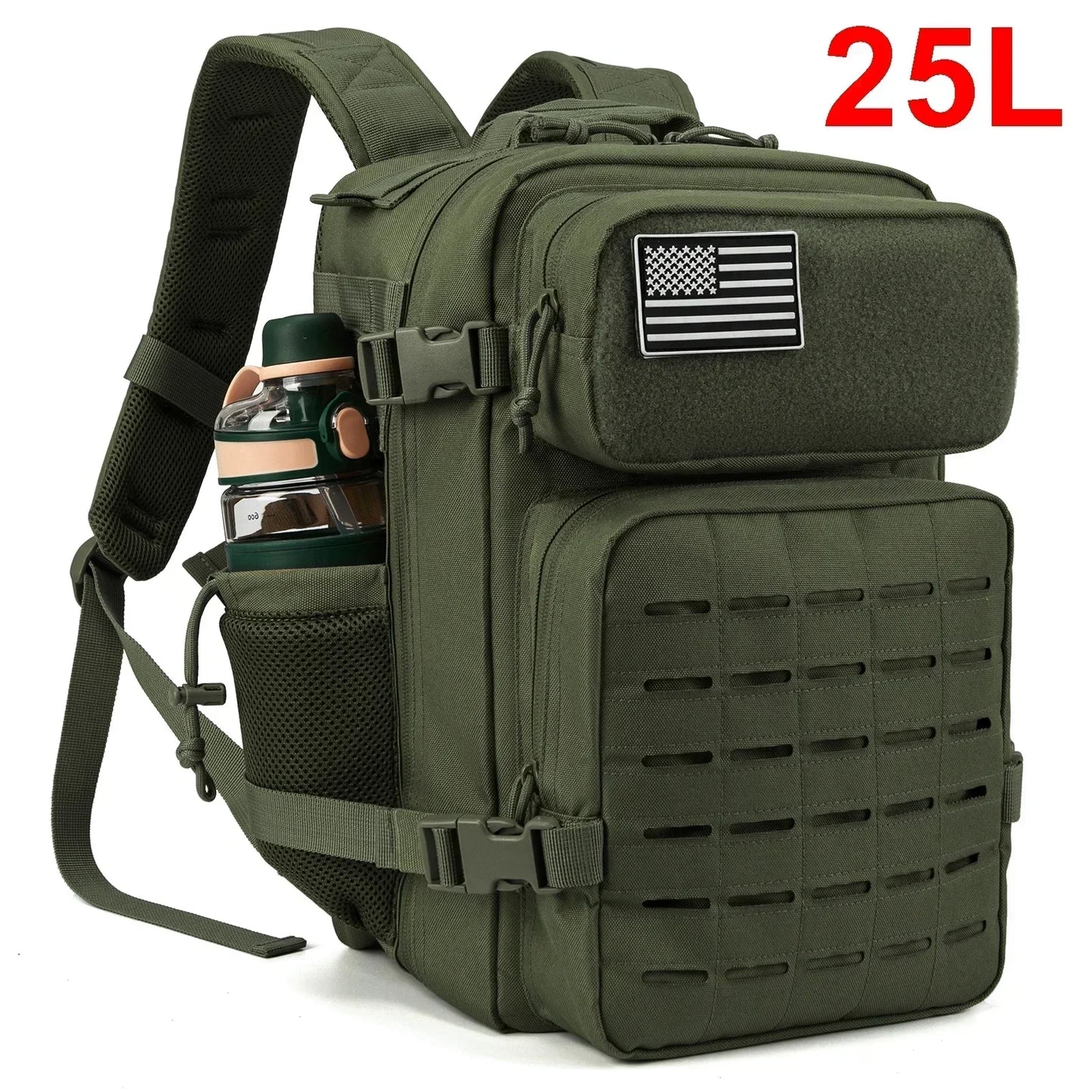 Sac à Dos Tactique Plein Air 25L/45L Homme Femme — Randonnée École Porte-Bouteille