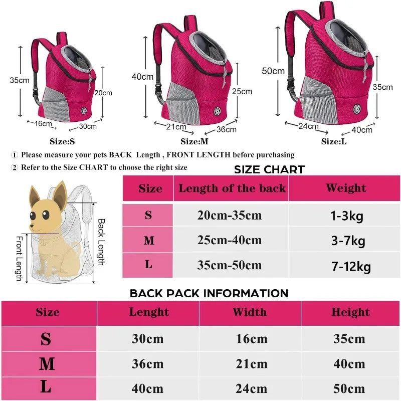 Nouveau chien animal de compagnie sac à dos transporteur sac de voyage avant Pack respirant réglable avec bandes réfléchissantes de sécurité pour la randonnée en plein air chats