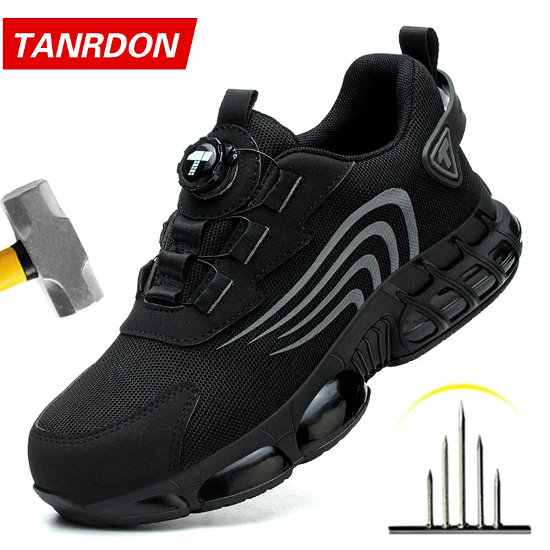 New Men's Rotary Knob Safety Shoes, Anti-Impact and Anti-Puncture Work Shoes, Fashionable Men's Sports Shoes with Professional Safety