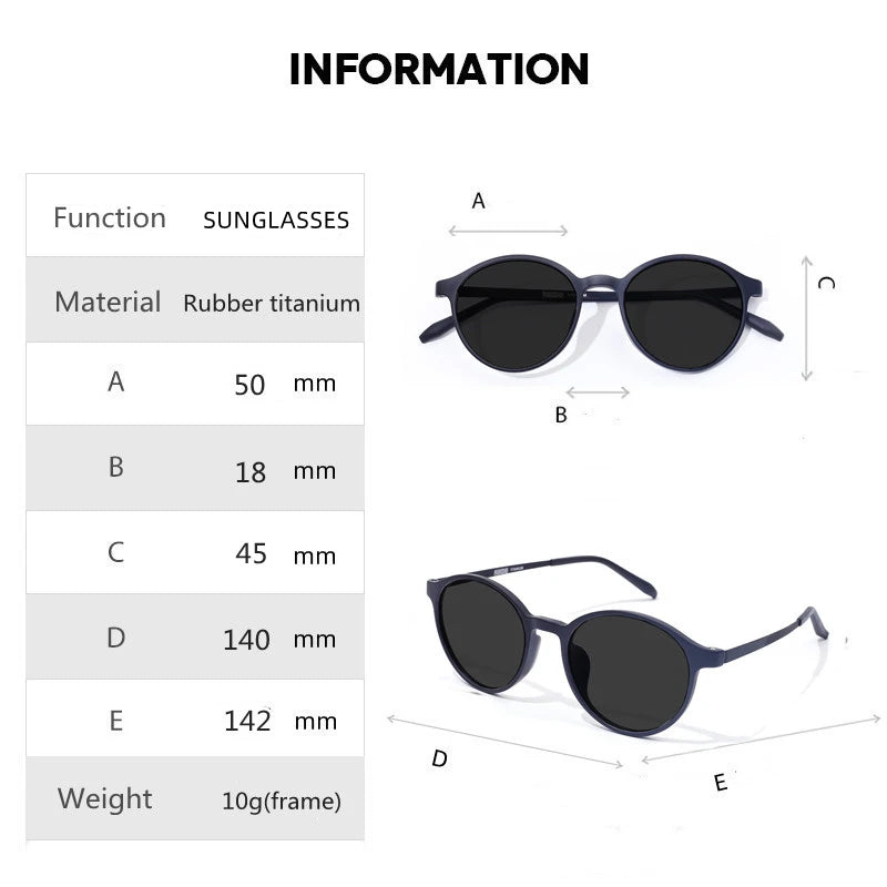 Lunettes de soleil rondes rétro pour femmes et hommes — alliage de titane, UV400