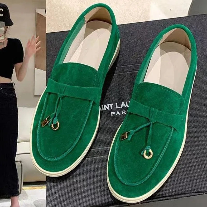 Zapatos de mujer 2025 nueva tendencia primavera otoño plataforma mocasines de ante casuales para mujer antideslizantes para caminar Chaussure Femme Scarpe Da Donna