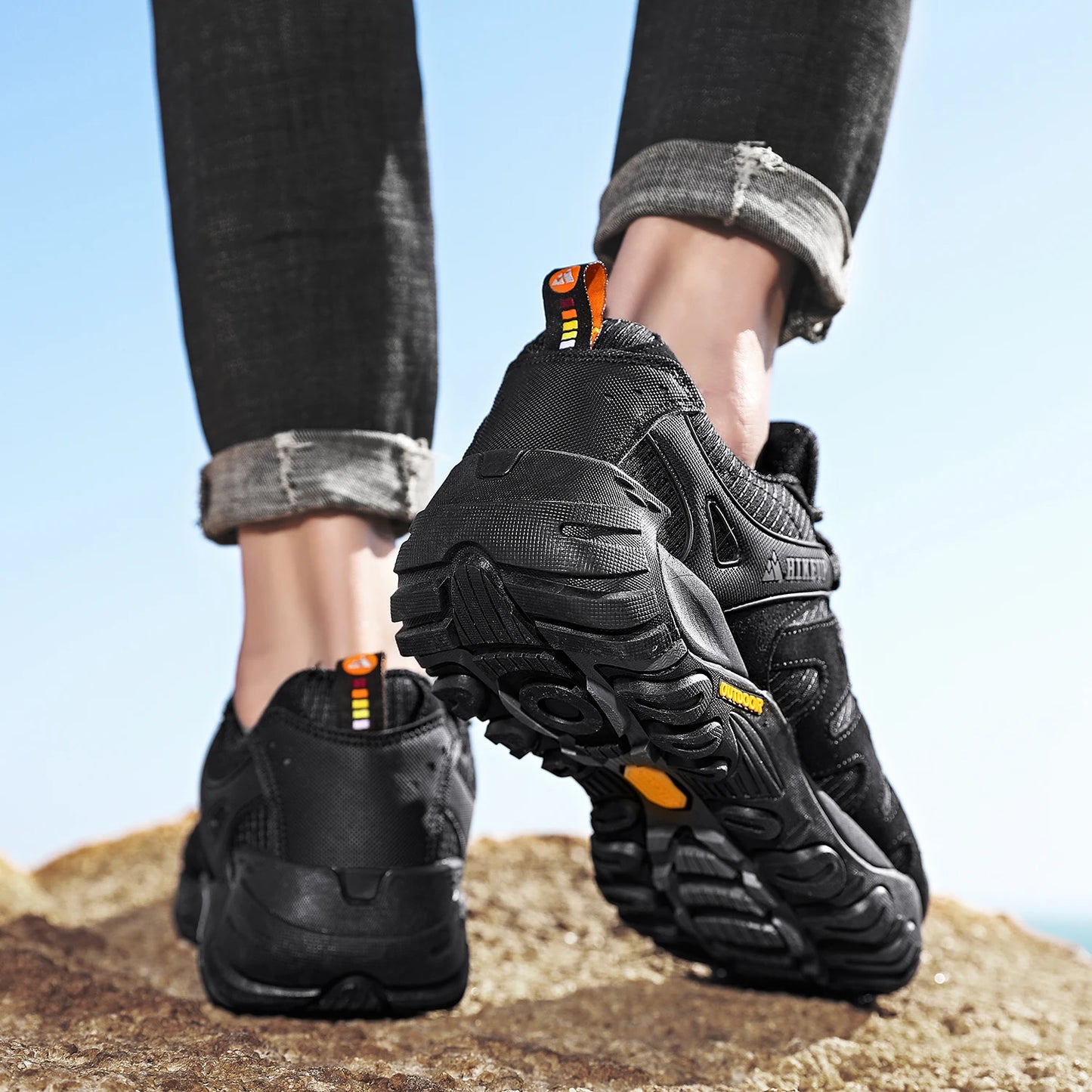 HIKEUP chaussures de randonnée pour hommes chaussures d'extérieur en daim et cuir résistant à l'usure hommes Trekking marche chasse baskets tactiques
