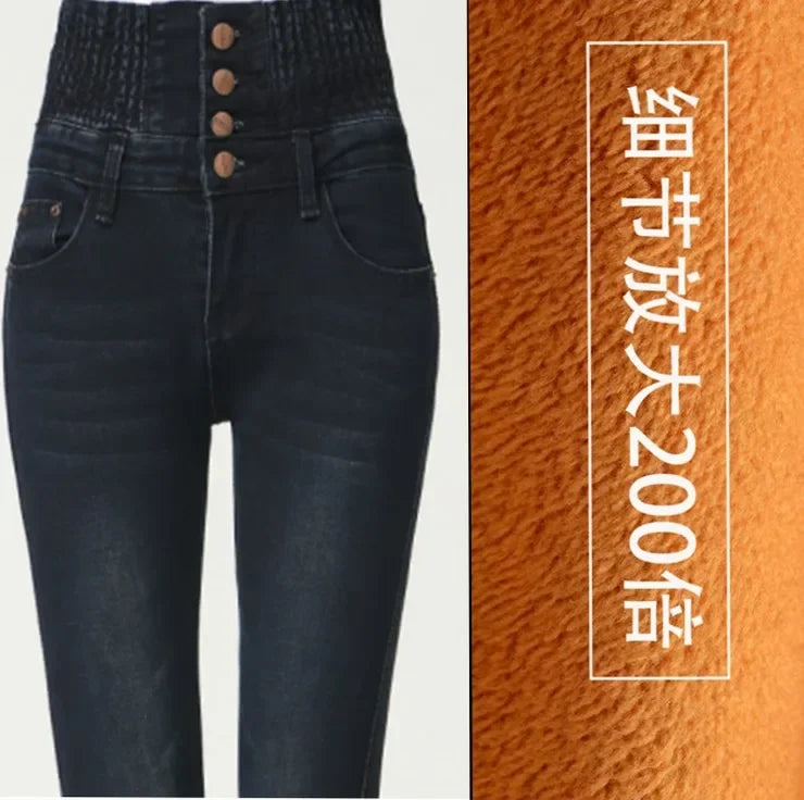 Jean Chaud en Polaire Épaisse Noir Femme — Combat Collection Hiver