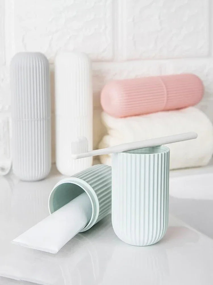 1Pc Portable Toothbrush Cup Bathroom Toothpaste Holder Storage Case Box Organizer Travel Toiletry Storage Cup New Creative