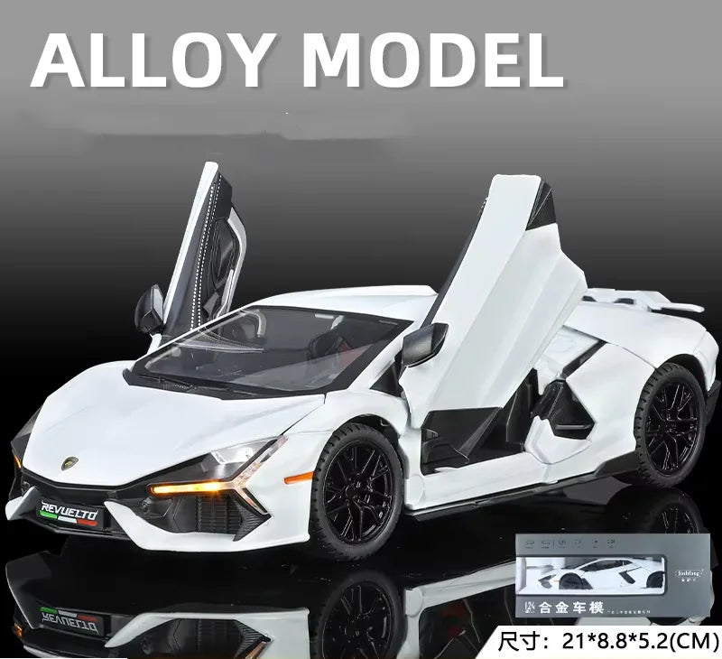 Simulation Car Lamborghini Revuelto, collectible model with sound and light, ideal as a birthday gift for a boy, 1/24