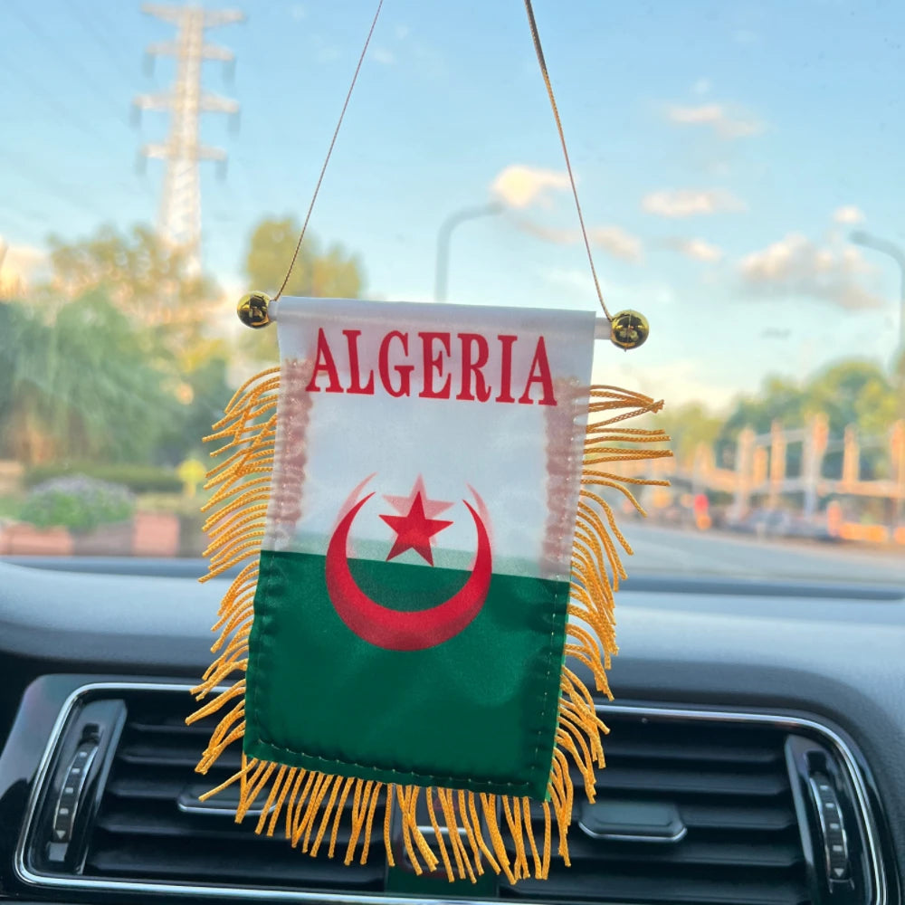 10x14 cm decoración para ventana de coche Poliéster Argelia/Marruecos banderín colgante banderas marroquíes Mini banderín