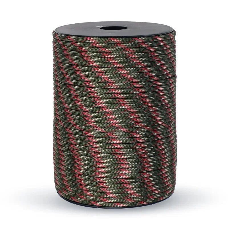 Cordon de parachute militaire standard 550 de 100M/50M, 9 brins, 4mm, pour survie en extérieur, tente et sangle de fixation