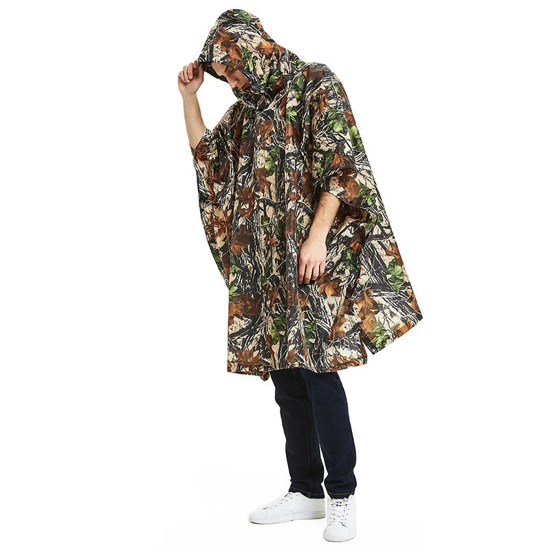 Poncho de Camouflage respirant pour l'extérieur, imperméable tactique de Jungle, observation des oiseaux, randonnée, chasse, combinaison Ghillie, équipement de pluie de voyage