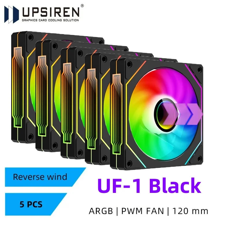 UPSIREN UF-1 PRISM 4 PRO ventilateur de châssis d'ordinateur 12 cm ARGB 4 broches PWM ventilateur de refroidissement silencieux 12 V grand Volume d'air 45.2CFM/600-1500 tr/min
