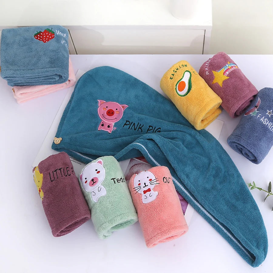 Bonnet de séchage de cheveux de Style brodé, serviette de cheveux épaisse en molleton de corail pour salle de bain, bonnet de douche absorbant à séchage rapide pour femmes, 1 pièce