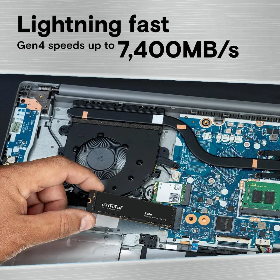 Crucial T500 1TB Gen4 NVMe M.2 SSD 7300MB/s / Dissipateur thermique pour SSD M.2 (Sélectionner le SKU), Compatible Ordinateur Portable et Ordinateur de Bureau, Emballage OEM
