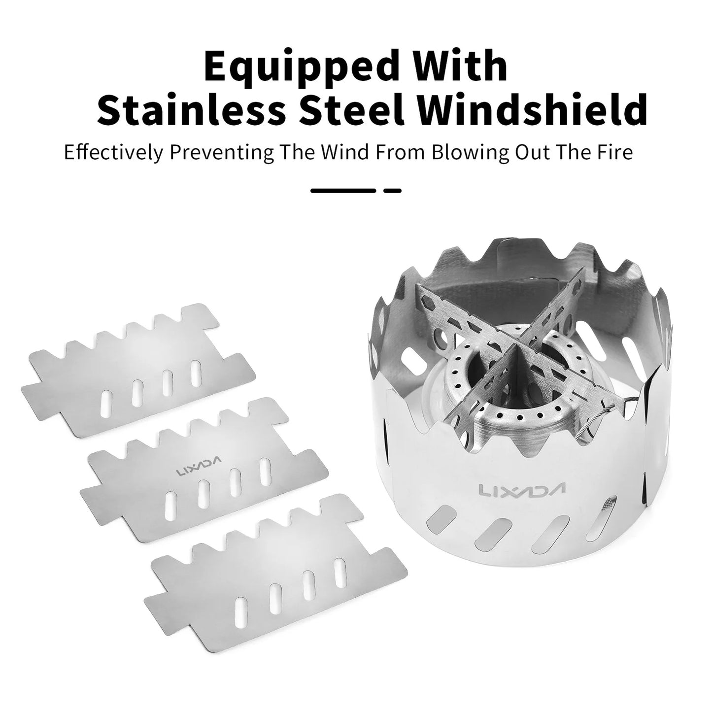 VEXADA-Mini réchaud portable en aluminium de 100ml, avec couvercle, support en croix et pare-brise, pour la survie au camp