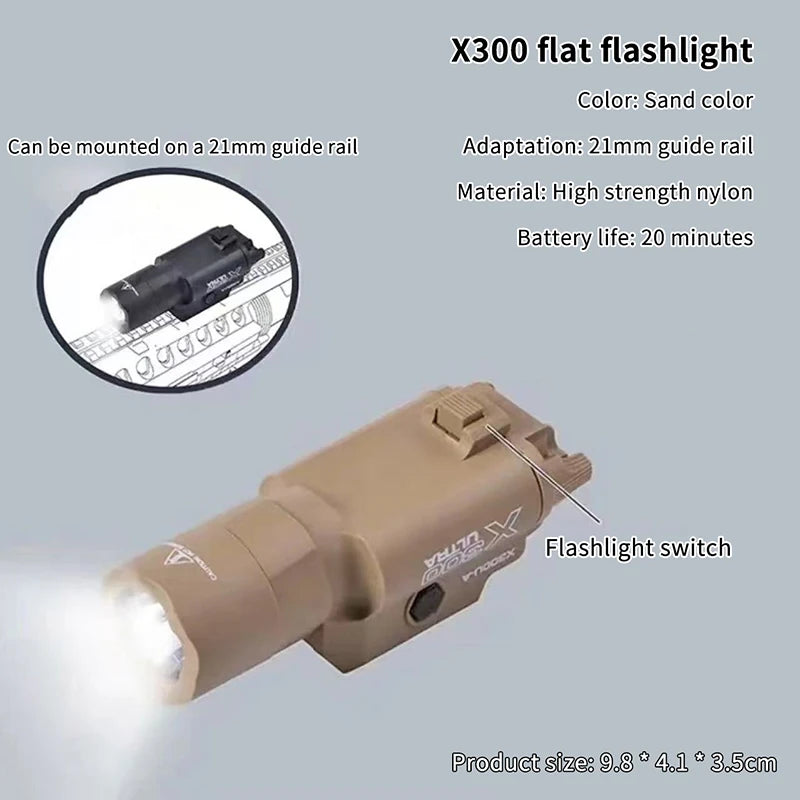 Lampe tactique à montage sur rail de 20 mm, chasse en plein air, jeu CS, lampe torche LED multifonctionnelle