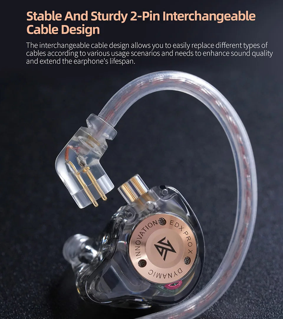 KZ EDX PRO X Auriculares HIFI de bajos dinámicos, audífonos deportivos con cancelación de ruido, cable de 2 pines KZ ZSTX ZSN PRO X EDC EDA ZVX