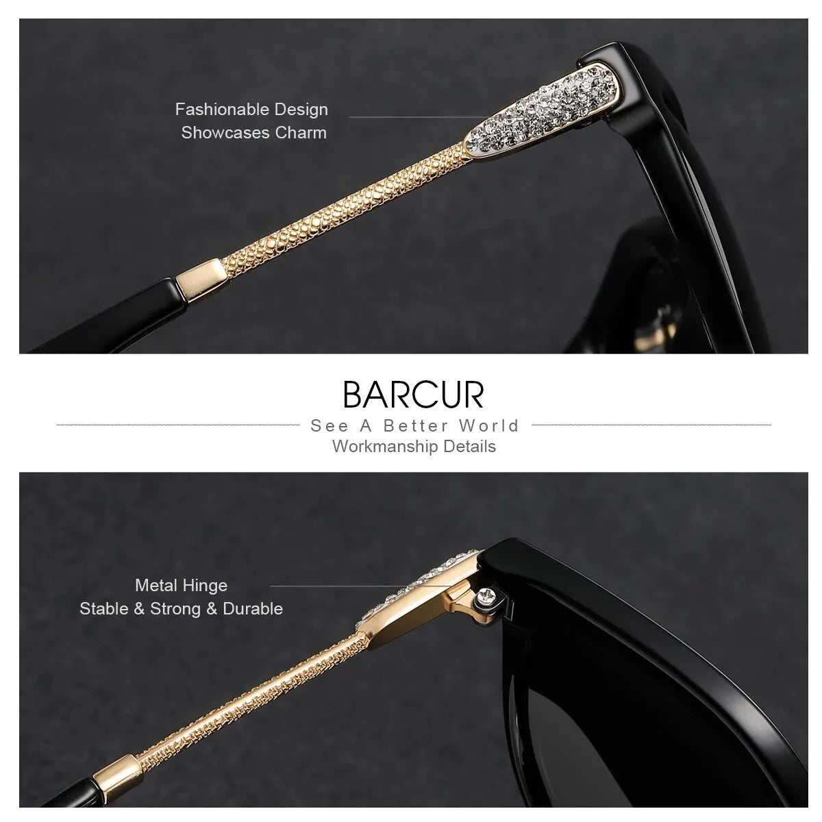 BARCUR-Gafas de sol polarizadas ojo de gato para mujer, redondas, degradadas, Oculos