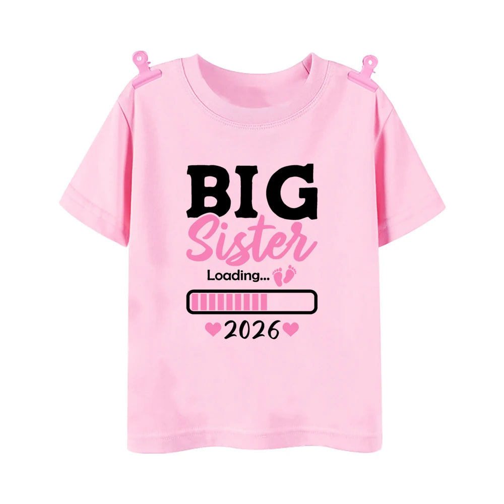 T-shirt imprimé pour enfants, tenue d'été pour enfants, chemises à manches courtes, vêtements d'annonce pour bébé, promu à Big Brother, Big Sister, 2026