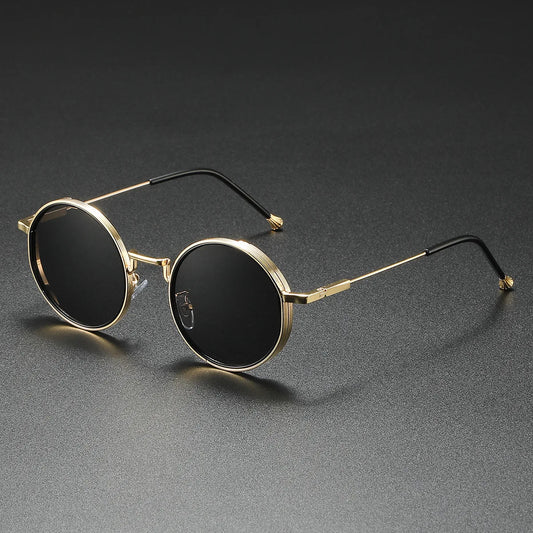 Nuevas gafas de sol redondas 2025 para hombre y mujer, de diseñador vintage, gafas de sol UV400, gafas de sol punk para hombre