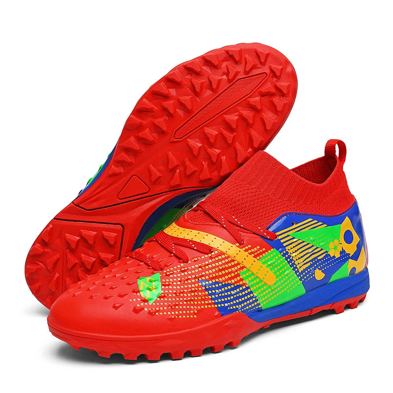 qztzx Chaussures de Football FG & Futsal Homme Cuir Verni Montantes — Ultra-légères, Professionnel EU 32–48