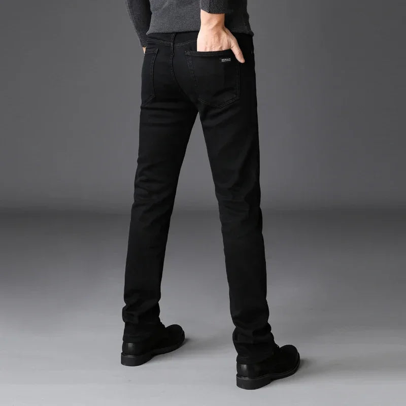 Spring Autumn Men Classic Fashion Brand Jeans Man Male Soft Stretch Black Biker Masculino Denim Pants Men Overalls