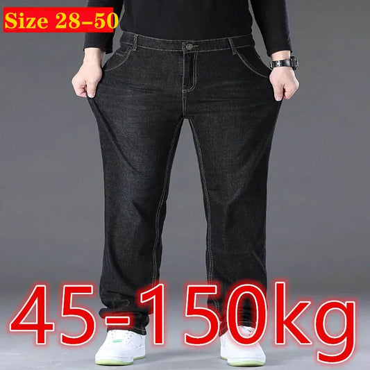 Jean Homme Grande Taille 50 — Denim Haute Élasticité Jambe Large 45-150kg
