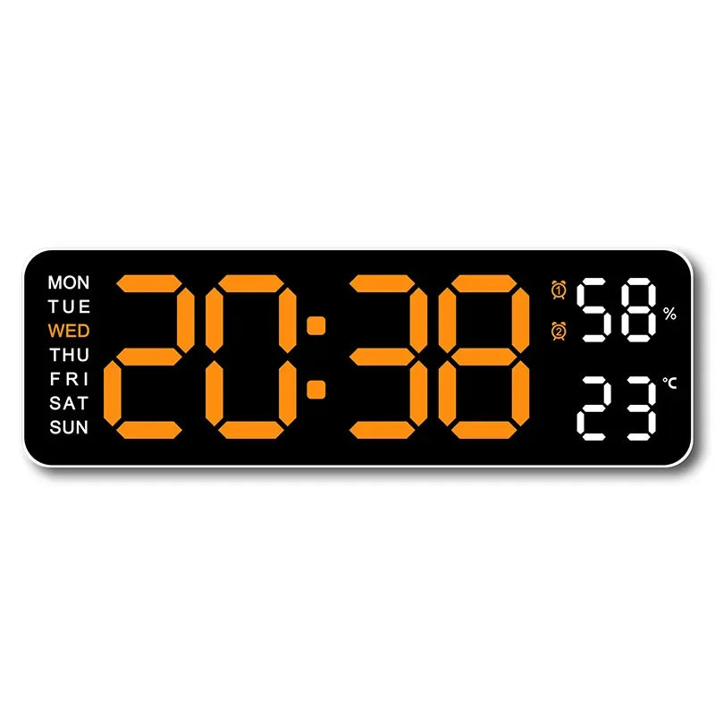 Grande horloge murale numérique de 9 pouces, alimentée par USB, température et humidité, variateur automatique, horloge de Table DST, réveil électronique LED 12/24H