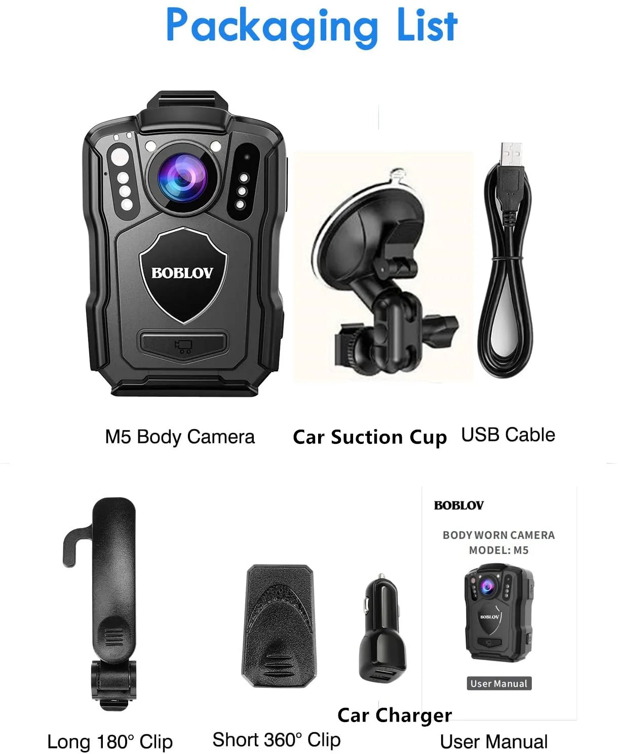 BOCombination-Cámara Linge de policía VM5, cámara corporal, cámara GPS, batería de 1440 mAh, visión nocturna IP67, batería de 128G, batería de 4200 P