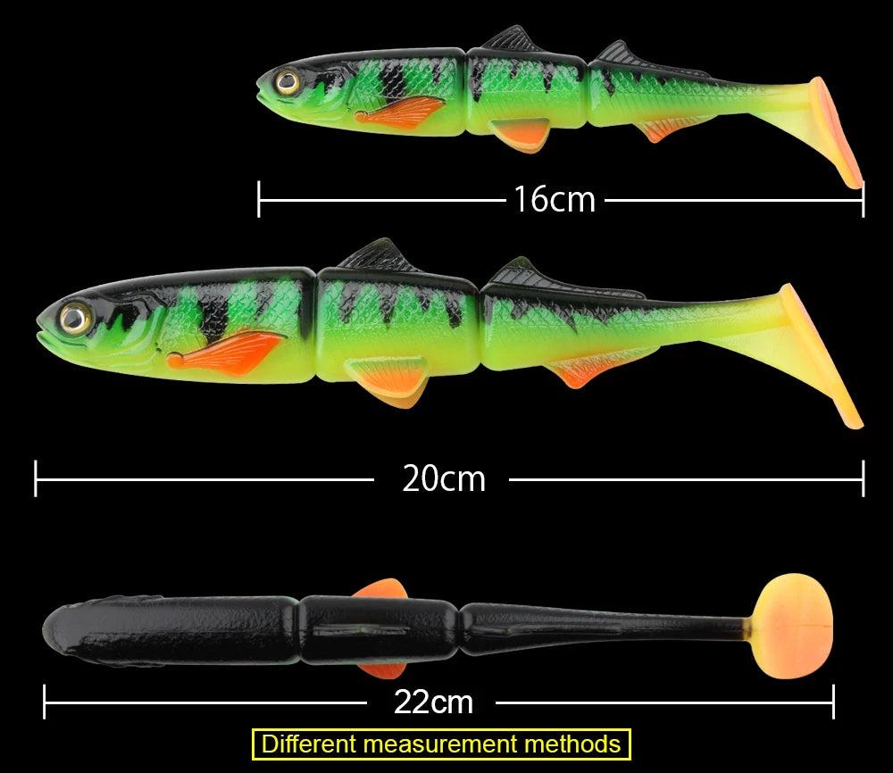 Spinpoler Paddle Tail Swimbait Shad brochet leurre de pêche 16 cm 22 cm appât souple 3 sections articulé Wobbler perche Zander attirail