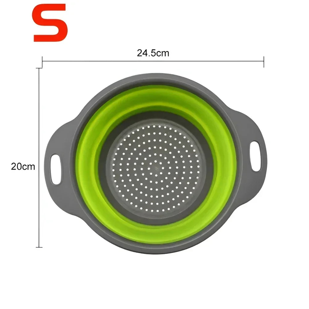 2pcs Silicone Collapsible Strainer Basket, Foldable Colander for Fruit Vegetable, Kitchen Strainer for Food Pasta Kitchen Tools Drainage Device