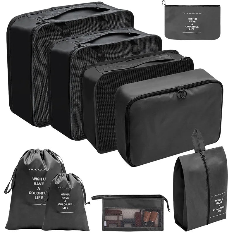 7/8/9/10 pièces ensemble organisateur de voyage sacs de rangement valise emballage Cubes ensemble étuis Portable bagages vêtements chaussure bien rangé pochette pliante